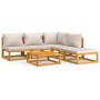 Set muebles de jardín 6 pzas madera maciza y cojines gris claro en Conjuntos de jardín | Comprar online en Foru.es