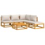 Set muebles de jardín 6 pzas madera maciza y cojines gris claro en Conjuntos de jardín | Comprar online en Foru.es