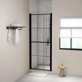 Puerta de ducha de vidrio templado negro 91x195 cm de vidaXL, Puertas de ducha - Ref: Foro24-148888, Precio: 195,90 €, Descue...