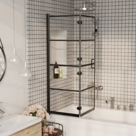 Folding shower screen ESG black 100x140 cm by vidaXL, shower doors - Ref: Foro24-150744, Price: 137,25 €, Discount: %