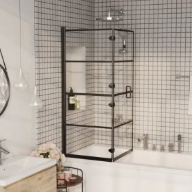 Folding black ESG shower screen 120x140 cm by vidaXL, shower doors - Ref: Foro24-150745, Price: 169,92 €, Discount: %