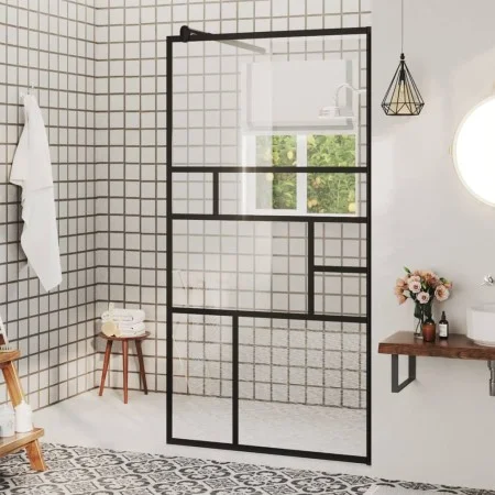 Accessible shower screen clear ESG glass black 80x195 cm by vidaXL, Shower walls and screens - Ref: Foro24-150752, Price: 157...