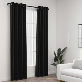 Cortina opaca con ojales look lino 2 pzas antracita 140x225 cm de vidaXL, Cortinas y visillos - Ref: Foro24-321161, Precio: 4...