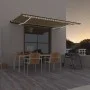 Toldo retráctil manual con luz LED amarillo y blanco 500x300 cm de vidaXL, Toldos - Ref: Foro24-3069143, Precio: 633,46 €, De...