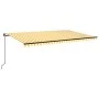 Toldo retráctil manual con luz LED amarillo y blanco 500x300 cm de vidaXL, Toldos - Ref: Foro24-3069143, Precio: 633,46 €, De...