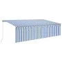 Toldo retráctil manual con persiana y LED azul y blanco 5x3 m de vidaXL, Toldos - Ref: Foro24-3069461, Precio: 659,98 €, Desc...