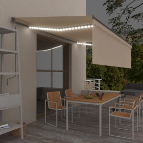 Toldo retráctil manual con persiana y LED crema 5x3 m de vidaXL, Toldos - Ref: Foro24-3069462, Precio: 481,05 €, Descuento: %