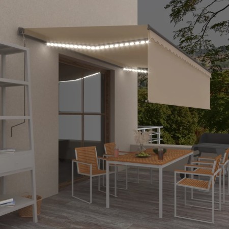 Toldo retráctil manual con persiana y LED crema 5x3 m de vidaXL, Toldos - Ref: Foro24-3069462, Precio: 481,05 €, Descuento: %