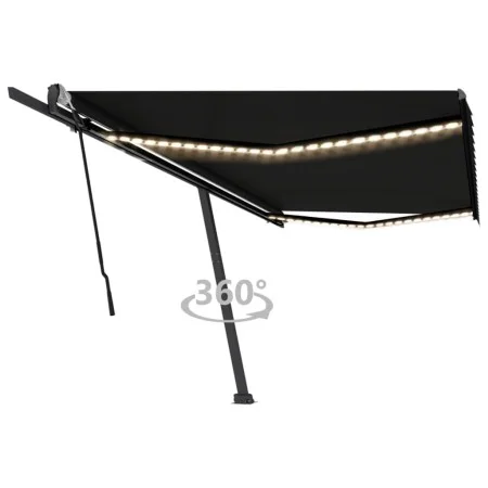 Toldo retráctil manual con LED gris antracita 500x300 cm de vidaXL, Toldos - Ref: Foro24-3069784, Precio: 720,98 €, Descuento: %