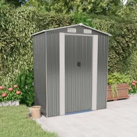 Cobertizo de jardín acero galvanizado gris claro 192x108x223 cm de vidaXL, Cobertizos - Ref: Foro24-319269, Precio: 219,32 €,...