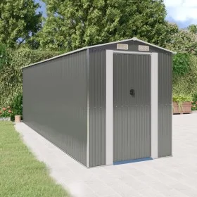 Cobertizo de jardín acero galvanizado gris claro 192x606x223 cm de vidaXL, Cobertizos - Ref: Foro24-3147443, Precio: 744,56 €...