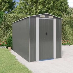 Cobertizo de jardín acero galvanizado gris claro 192x357x223 cm de vidaXL, Cobertizos - Ref: Foro24-3147440, Precio: 465,73 €...