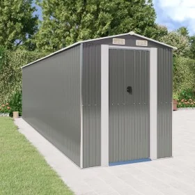 Cobertizo de jardín acero galvanizado gris claro 192x689x223 cm de vidaXL, Cobertizos - Ref: Foro24-3147444, Precio: 817,42 €...