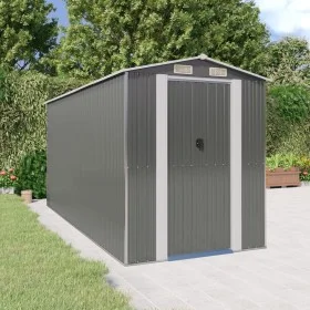 Cobertizo de jardín acero galvanizado gris claro 192x440x223 cm de vidaXL, Cobertizos - Ref: Foro24-3147441, Precio: 598,90 €...