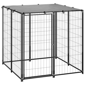 Perrera de acero negro 10x110x110 cm de vidaXL, Casetas y cercados para perros - Ref: Foro24-150781, Precio: 127,72 €, Descue...