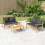 Set de muebles de jardín 3 piezas bambú con cojines gris oscuro en Conjuntos de jardín | Comprar online en Foru.es