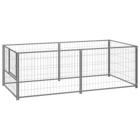 Perrera de acero plateado 200x100x70 cm de vidaXL, Casetas y cercados para perros - Ref: Foro24-150793, Precio: 89,71 €, Desc...