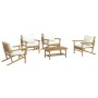 Set de muebles de jardín 5 piezas bambú y cojines blanco crema en Conjuntos de jardín | Comprar online en Foru.es