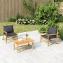 Set de muebles de jardín 3 piezas bambú con cojines gris oscuro en Conjuntos de jardín | Comprar online en Foru.es