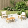 Set de muebles de jardín 3 piezas bambú y cojines blanco crema en Conjuntos de jardín | Comprar online en Foru.es