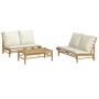 Set de muebles de jardín 3 piezas bambú y cojines blanco crema en Conjuntos de jardín | Comprar online en Foru.es