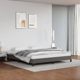 Gray synthetic leather bed frame 160x200 cm by vidaXL, Beds and slatted bases - Ref: Foro24-346914, Price: 101,59 €, Discount: %