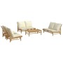 Set de muebles de jardín 5 piezas bambú y cojines blanco crema en Conjuntos de jardín | Comprar online en Foru.es