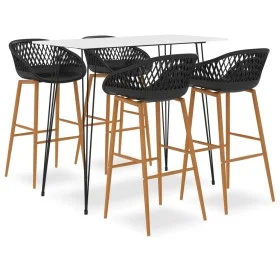 Mesa alta y taburetes de bar 5 piezas blanco y negro de vidaXL, muebles para cocinas y comedores - Ref: Foro24-3057406, Preci...