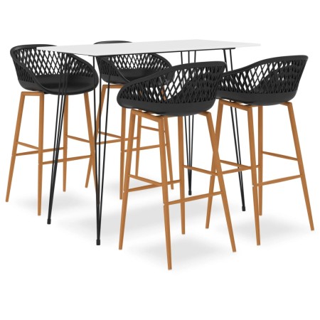 Mesa alta y taburetes de bar 5 piezas blanco y negro de vidaXL, muebles para cocinas y comedores - Ref: Foro24-3057406, Preci...