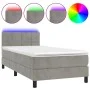 Box spring bed with mattress and LED light gray velvet 90x190 cm by vidaXL, Beds and slatted bases - Ref: Foro24-3134375, Pri...
