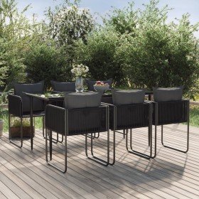 Juego de comedor para jardín 7 piezas negro en Conjuntos de jardín | Comprar online en Foru.es