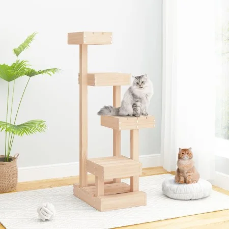 Árbol para gatos madera maciza de pino 45,5x49x103 cm de vidaXL, Mobiliario para gatos - Ref: Foro24-824648, Precio: 68,57 €,...