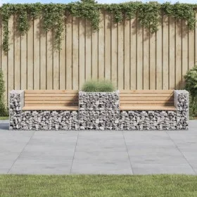 Banco de jardín con cesta de gaviones madera maciza de pino de vidaXL, Bancos de jardín - Ref: Foro24-3196245, Precio: 333,22...