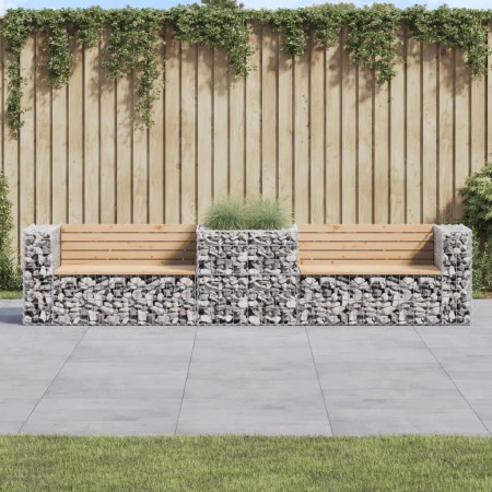 Banco de jardín con cesta de gaviones madera maciza de pino de vidaXL, Bancos de jardín - Ref: Foro24-3196245, Precio: 310,97...