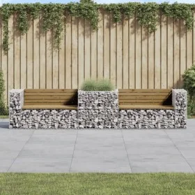 Banco de jardín con cesta de gaviones madera de pino impregnada de vidaXL, Bancos de jardín - Ref: Foro24-3196247, Precio: 34...