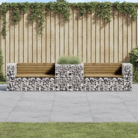 Banco de jardín con cesta de gaviones madera de pino impregnada de vidaXL, Bancos de jardín - Ref: Foro24-3196247, Precio: 34...