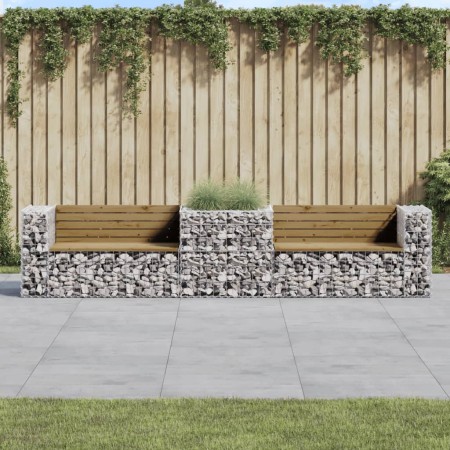 Banco de jardín con cesta de gaviones madera de pino impregnada de vidaXL, Bancos de jardín - Ref: Foro24-3196247, Precio: 32...