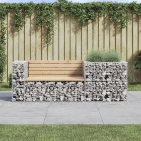 Banco de jardín con cesta de gaviones madera maciza de pino de vidaXL, Bancos de jardín - Ref: Foro24-3196242, Precio: 190,74...