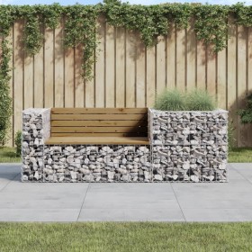 Banco de jardín con cesta de gaviones madera de pino impregnada de vidaXL, Bancos de jardín - Ref: Foro24-3196244, Precio: 18...