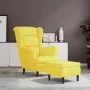 Sillón orejero con taburete terciopelo amarillo mostaza de vidaXL, Sillones - Ref: Foro24-3115938, Precio: 266,70 €, Descuent...