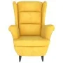Sillón orejero con taburete terciopelo amarillo mostaza de vidaXL, Sillones - Ref: Foro24-3115938, Precio: 266,70 €, Descuent...