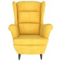 Sillón orejero con taburete terciopelo amarillo mostaza de vidaXL, Sillones - Ref: Foro24-3115938, Precio: 252,41 €, Descuent...