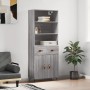 Aparador alto madera contrachapada gris sonoma 69,5x34x180 cm de vidaXL, Aparadores - Ref: Foro24-3200495, Precio: 140,61 €, ...