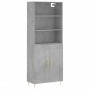 Aparador alto madera contrachapada gris hormigón 69,5x34x180 cm de vidaXL, Aparadores - Ref: Foro24-3189945, Precio: 123,89 €...