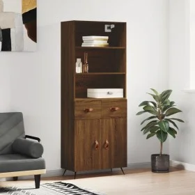 Aparador alto madera contrachapada marrón roble 69,5x34x180 cm de vidaXL, Aparadores - Ref: Foro24-3200496, Precio: 136,54 €,...