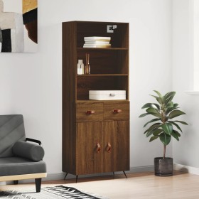 Aparador alto madera contrachapada marrón roble 69,5x34x180 cm de vidaXL, Aparadores - Ref: Foro24-3200496, Precio: 140,13 €,...