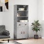 Aparador alto madera contrachapada gris hormigón 69,5x34x180 cm de vidaXL, Aparadores - Ref: Foro24-3200493, Precio: 133,89 €...