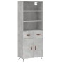 Aparador alto madera contrachapada gris hormigón 69,5x34x180 cm de vidaXL, Aparadores - Ref: Foro24-3200493, Precio: 133,89 €...