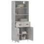 Aparador alto madera contrachapada gris hormigón 69,5x34x180 cm de vidaXL, Aparadores - Ref: Foro24-3200493, Precio: 133,89 €...