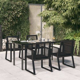Juego de comedor de jardín 5 piezas ratán PVC negro en Conjuntos de jardín | Comprar online en Foru.es